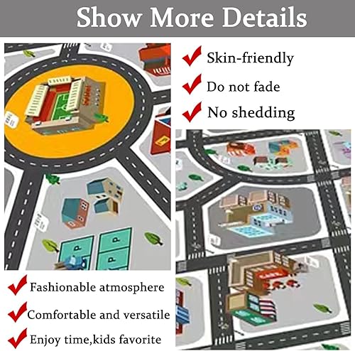 Miniatura 2 de Alfombra de juego para niños, ideal para jugar con autos y juguetes, alfombra educativa para niños de carretera y tráfico, alfombra divertida para