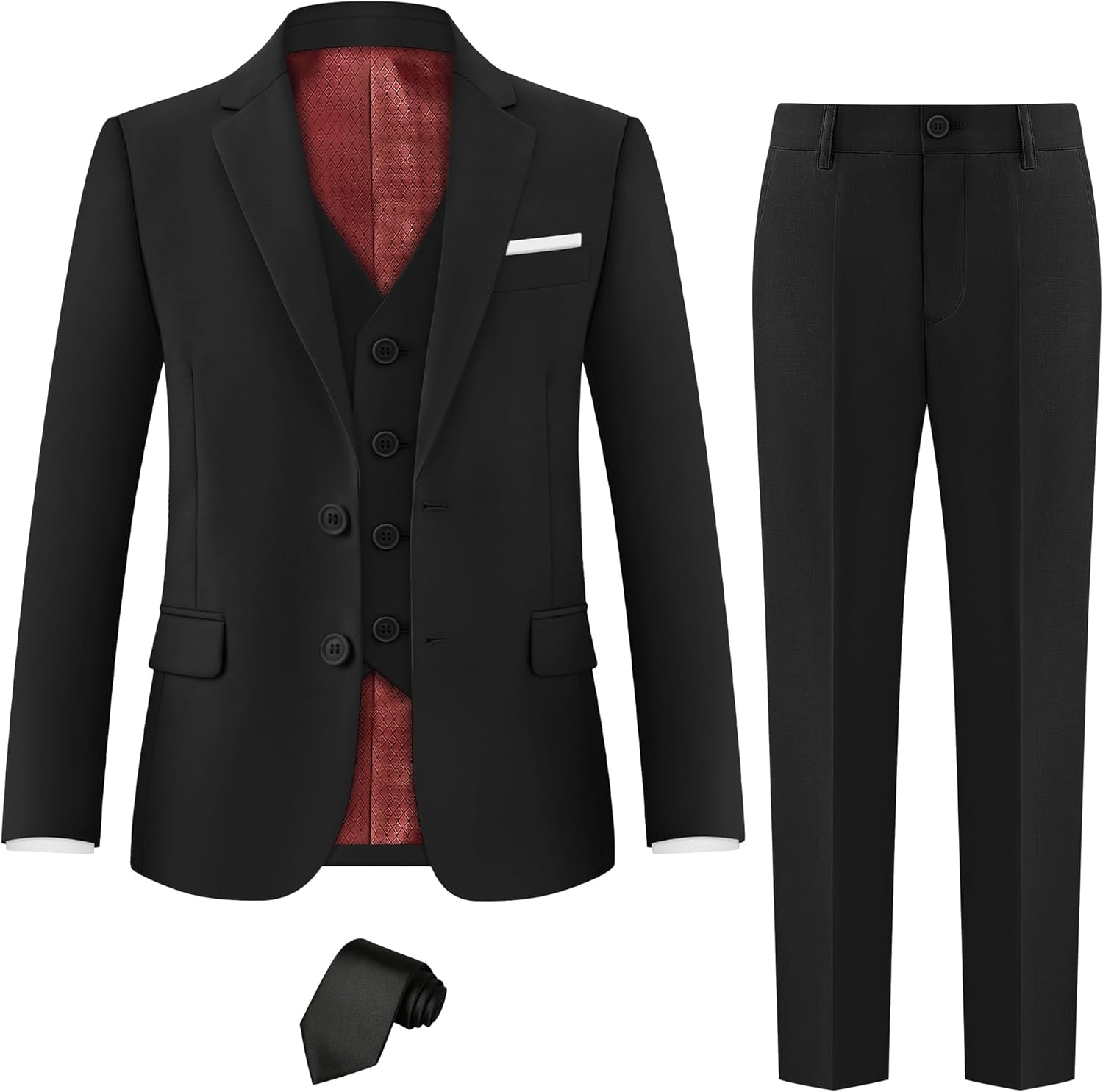 AmazingSea Boys Formal Suits Set, from Toddlers to Teen, Adjustable Waist, with Suspenders