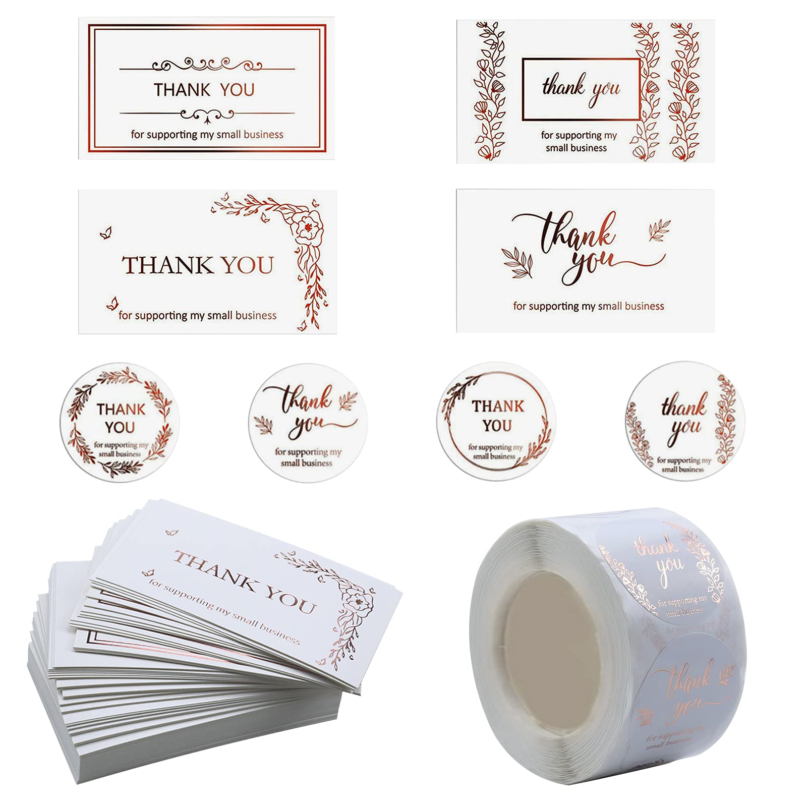 CCFF Thank You Stickers Labels Seals Thank You for Supporting My Small Business Stickers Roll, Round Kraft Paper Sticker, Thank You for Purchasing The Sticker with Gold Foil