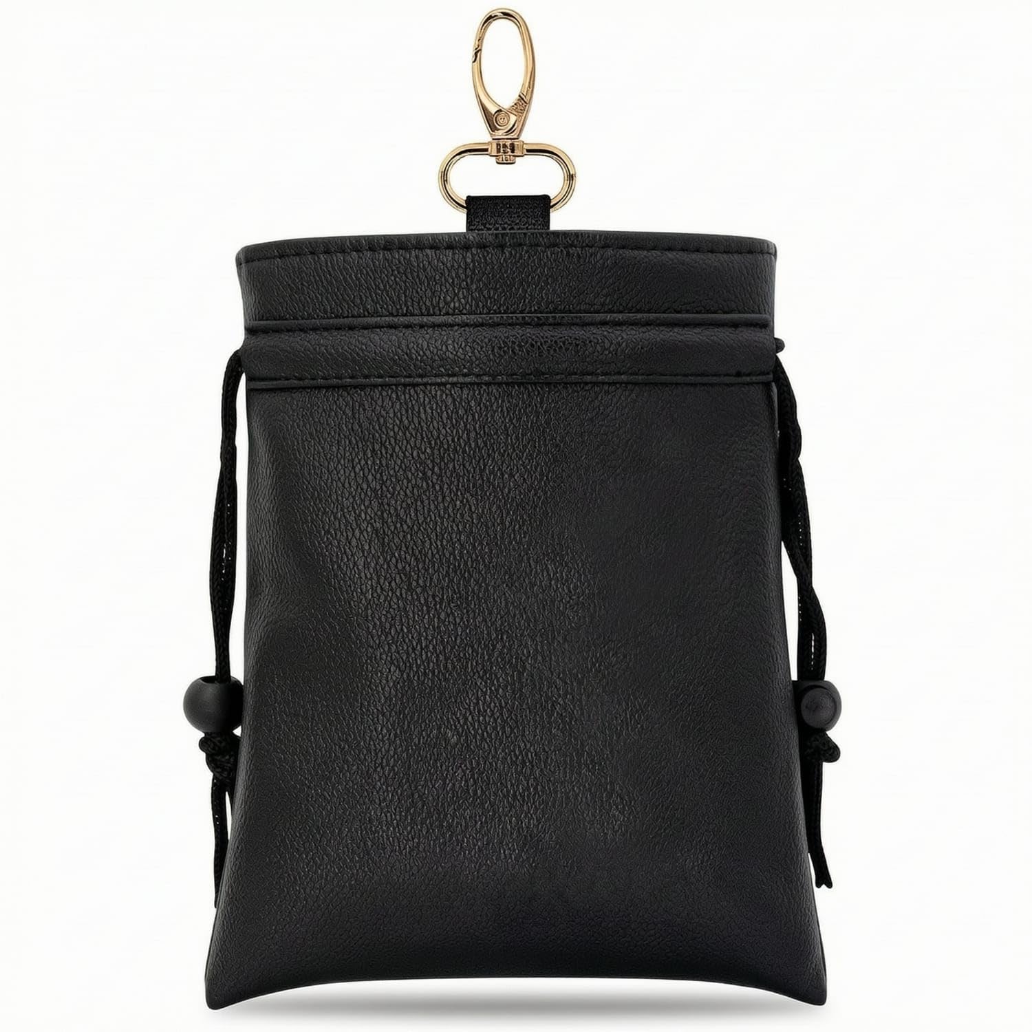 MERISHOPP Faux-Leather Accessory Pouch with Clip Compact Drawstring Pouch Small Drawstring Bag with Clip Pebbled for Golfers, Golf Course, Travel, Black Drawstring Bag-image-39