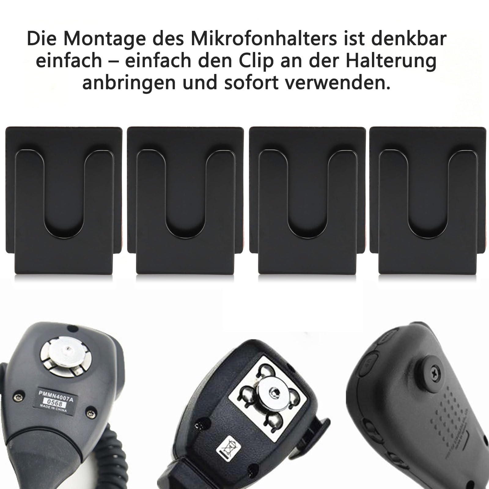 4 Pezzi di Clip Portamicrofono, Portamicrofono per Auto, Portamicrofono per Auto, Portamicrofono per Radio, Clip per Appendere Il Microfono del Telefono Cellulare, per YAESU, Kenwood, ICOM