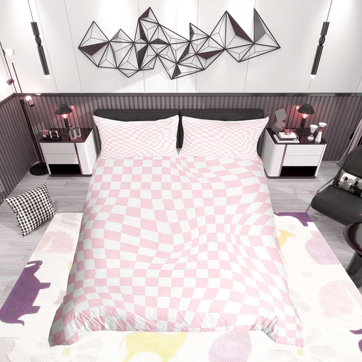 Housse de couette à carreaux roses enfant pour créer un nid douillet unique