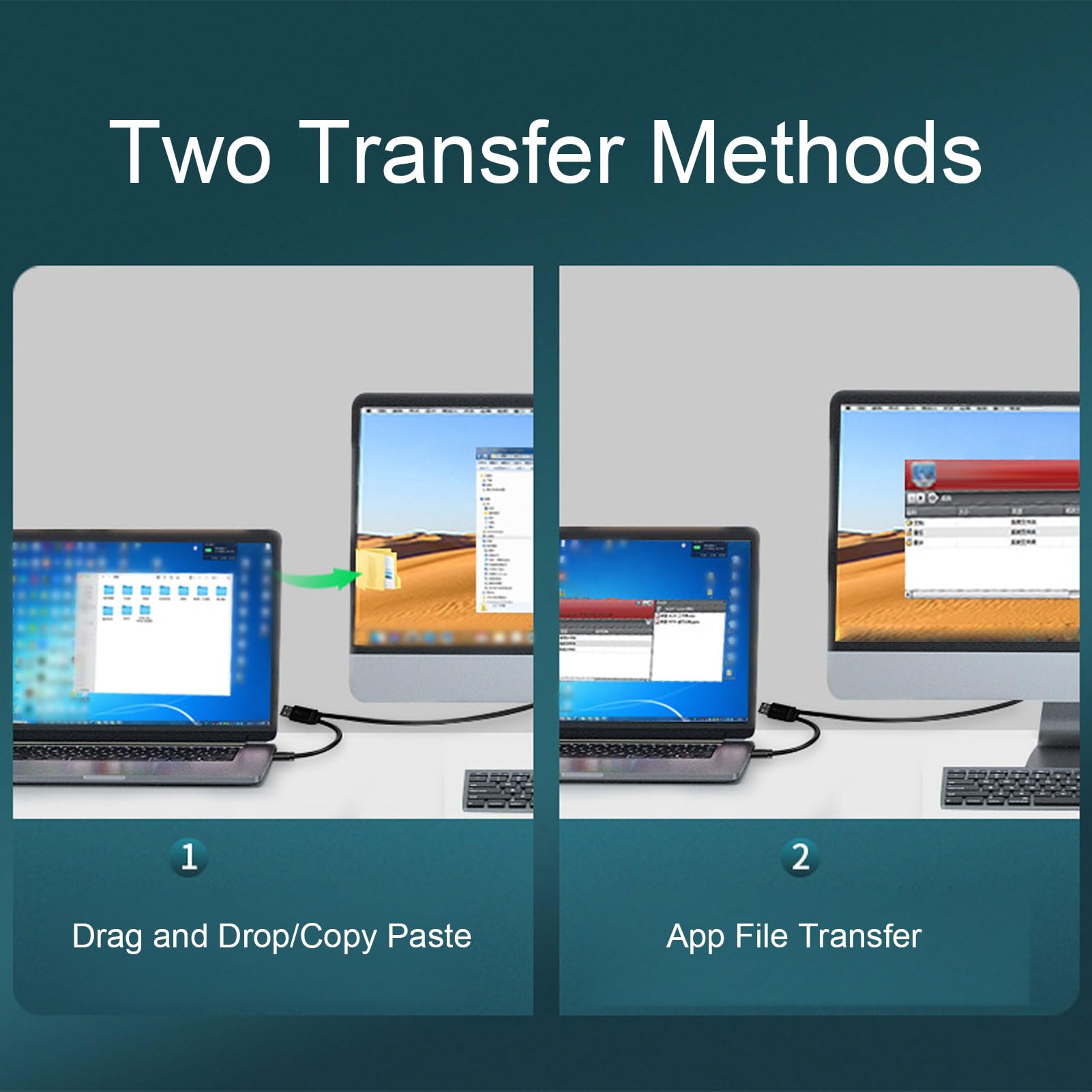 Cavo Dati USB, USB 3.0 a 3.0 Ad Alta velocità da 5 Gbps e Tipo C, Cavo di Trasferimento Dati da 6,6 Piedi, Doppie Opzioni di Trasferimento, per PC Portatile