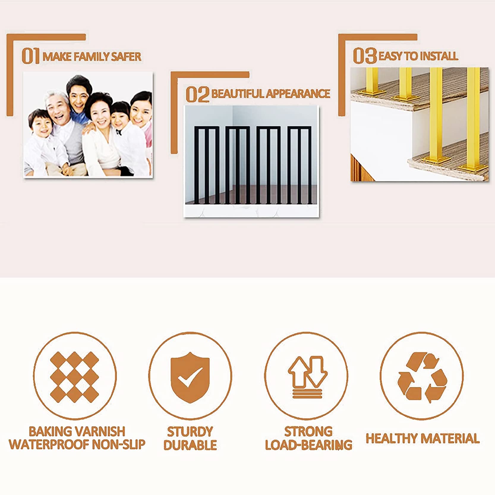 Czarna poręcz w kształcie litery M na zewnątrz wewnątrz werandę Loft Villa Decking, pręt podtrzymujący balustradę schodową z kutego żelaza, bezpieczny antypoślizgowy drążek ręczny