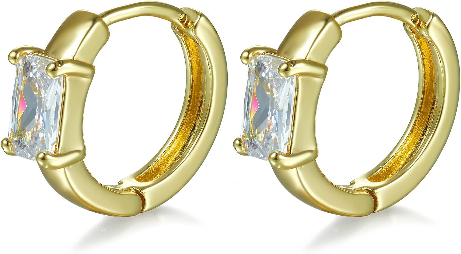 Gold Hoop Earring for Women,14K Gold Plated Cubic Zirconia Huggie Earrings Hypoallergenic Waterproof Lightweight Trendy Jewelry for Everyday,Wedding