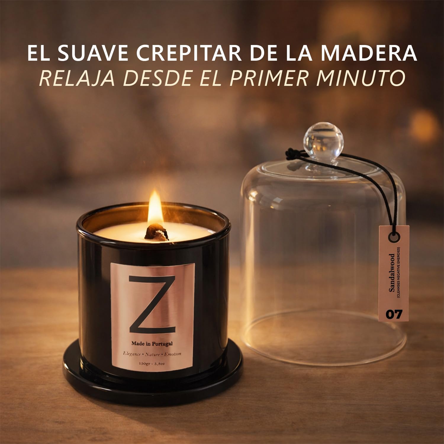 Velas Aromáticas de Soja y Fragancias IFRA | Regalos Originales para Mujer Hechas en Europa | Velas Decorativas para Ritual de Calma y Autocuidado Zaikux® (Sándalo)