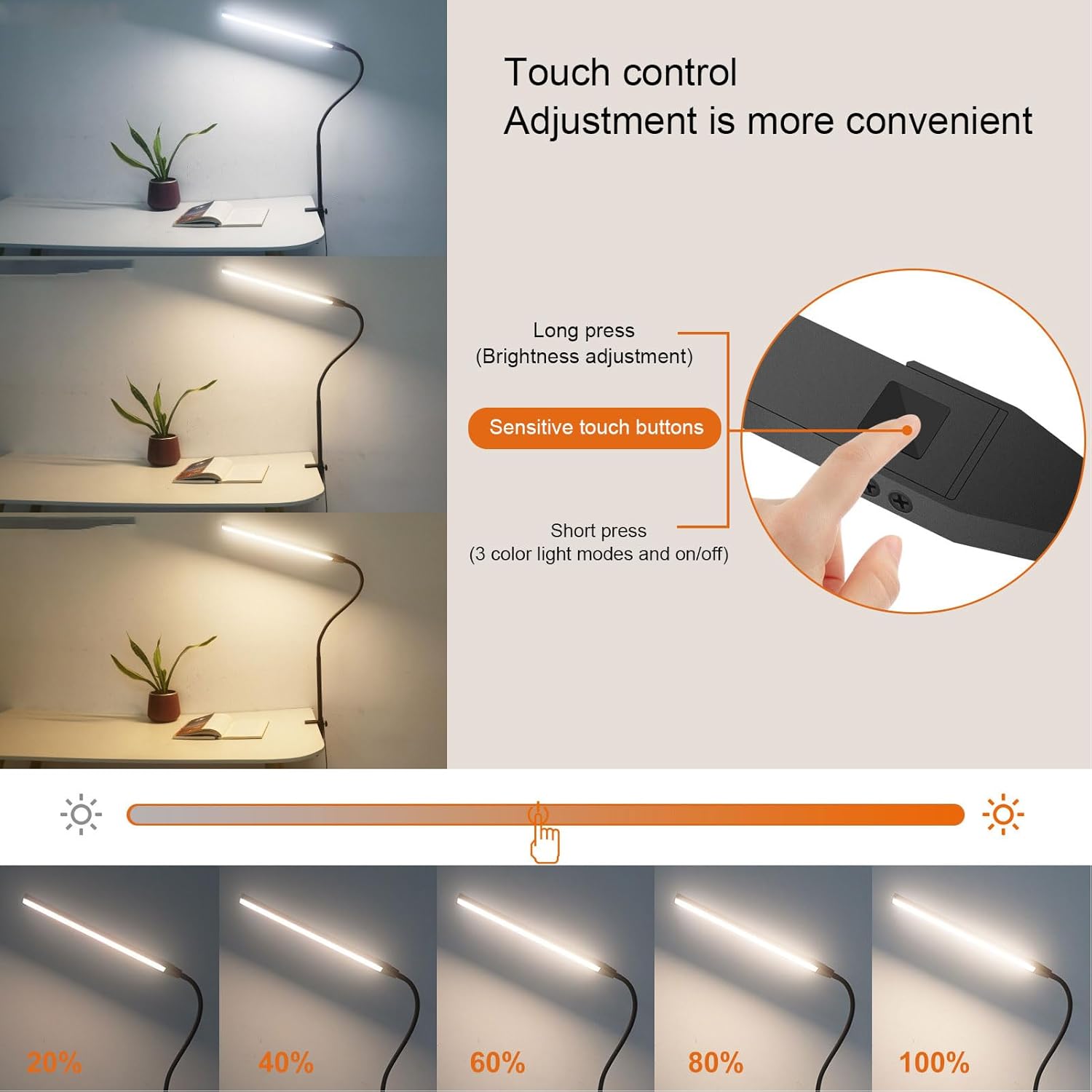 LED Desk Lamp, Super Bright Eye Care Desk Light with 3 Color Modes Weighted Non-Slip Base Gooseneck Table Light Flexible Adjustable