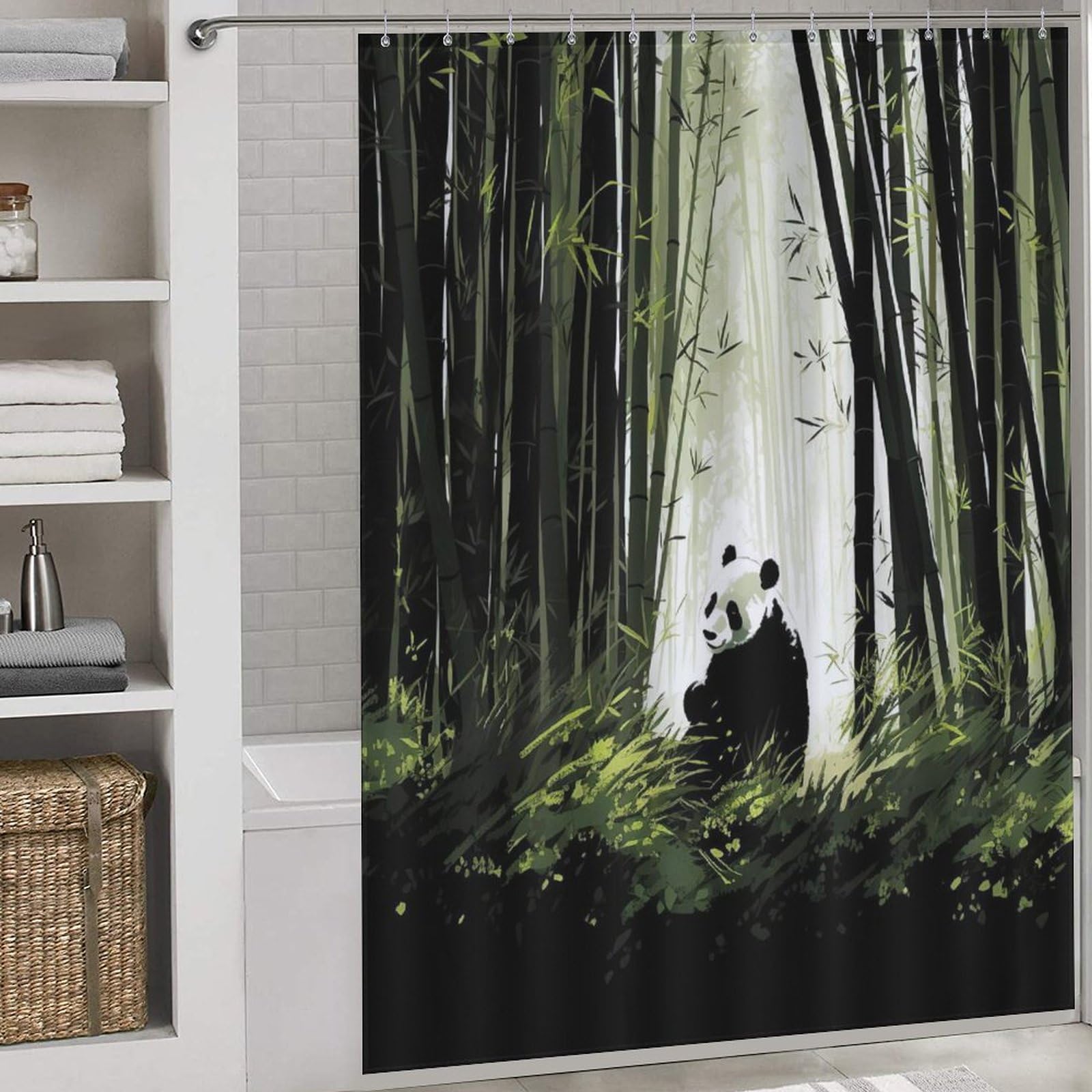 Rideau de douche anti-moisissure étanche pour éviter les fuites d'eau avec motif panda