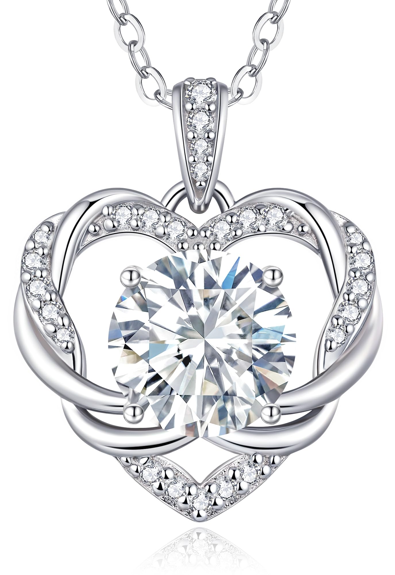 LOUISA SECRET Collana donna Infinity Heart Mini Twisted Heart Mossanite Collana in argento sterling 925 Regalo di compleanno per donna Natale San Valentino Gioielli