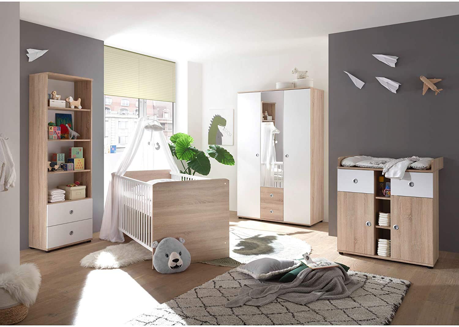 AVANTI TRENDSTORE Werni Fasciatoio in legno laminato colore quercia Sonoma/bianco