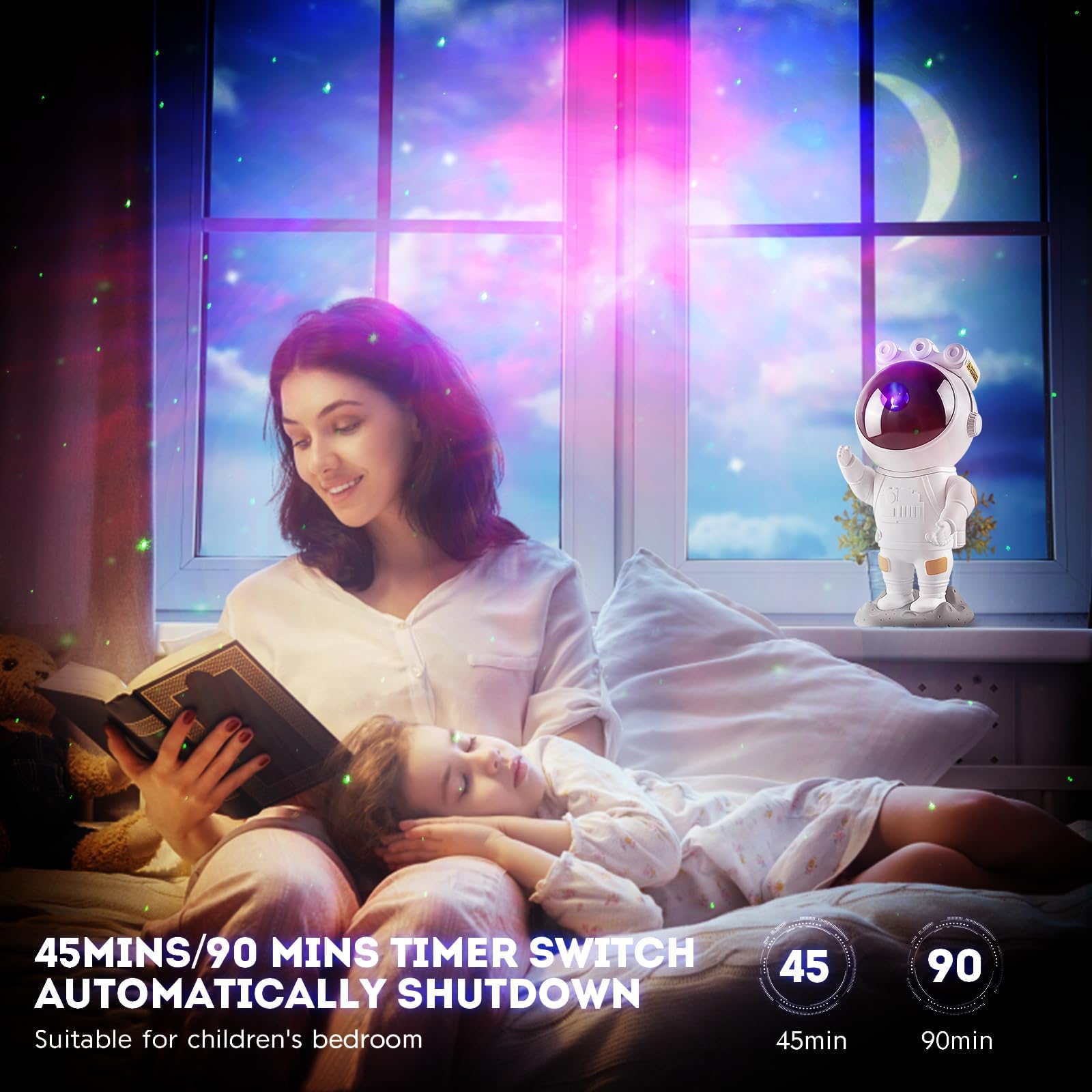 Astronauta Cielo Stellato Galassia Proiettore,Spaceman Galaxy Star Projector Lampada Notturna con Timer, Telecomando,Proiettore Stelle Soffitto Luce per Camera da Letto,Regalo per Bambini e Adulti