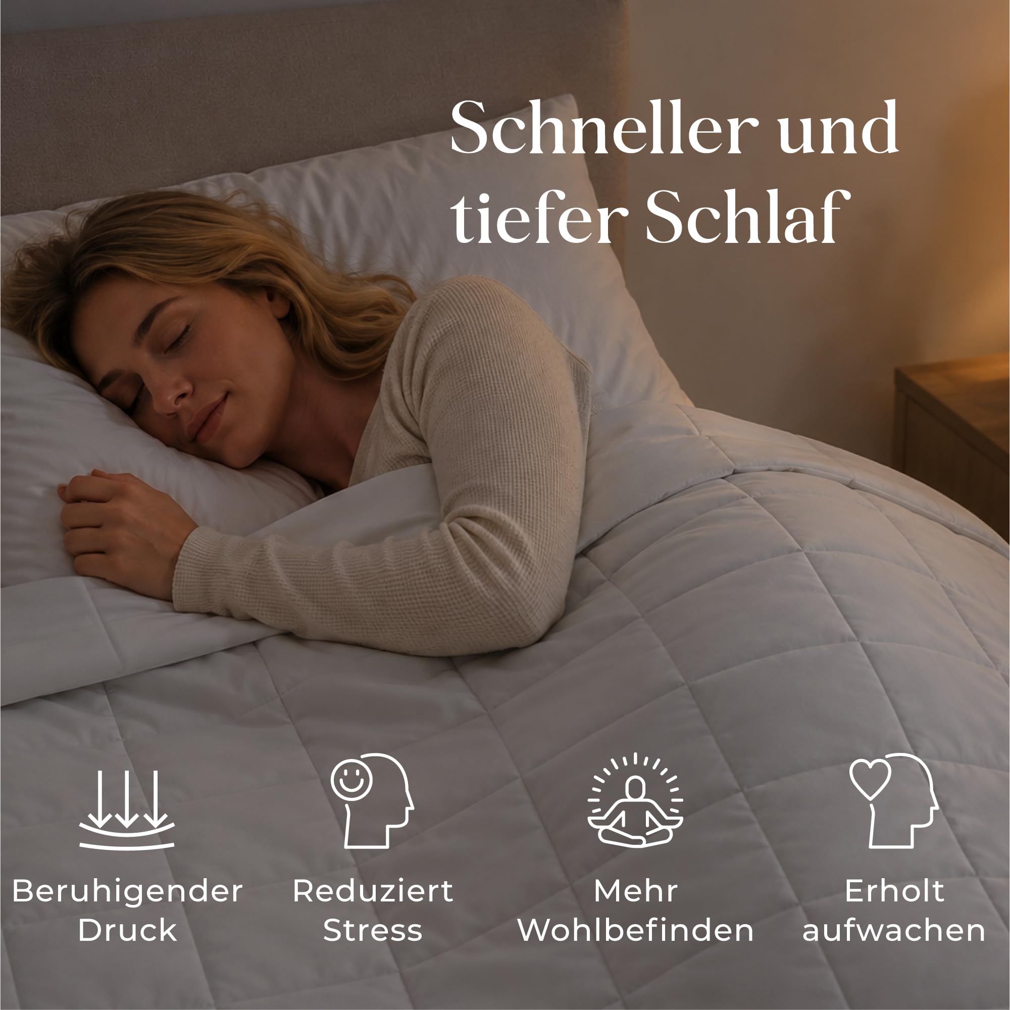 Dreamzie Gewichtsdecke 135x200 - Gewichtsdecke 8kg, Oeko-Tex, mit Bezug aus 100% Baumwolle - Weighted Blanket Decke Zum Schlafen, Oeko-Tex