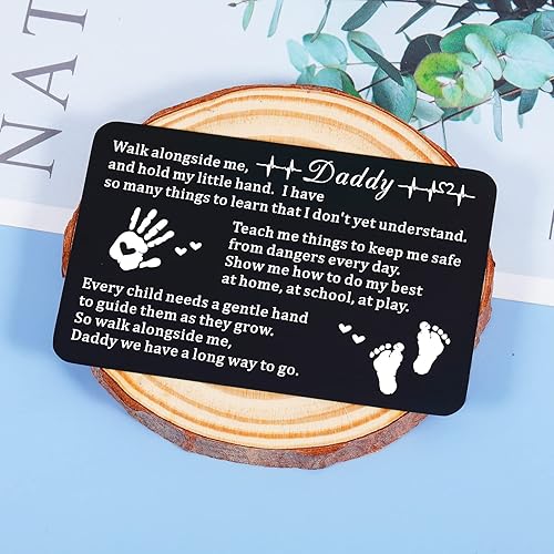 Miniatura 5 de GGOJAGST Tarjeta del día del padre para el nuevo papá regalos de hijo e hija grabada billetera inserta tarjeta regalo para papá nuevo recuerdo para