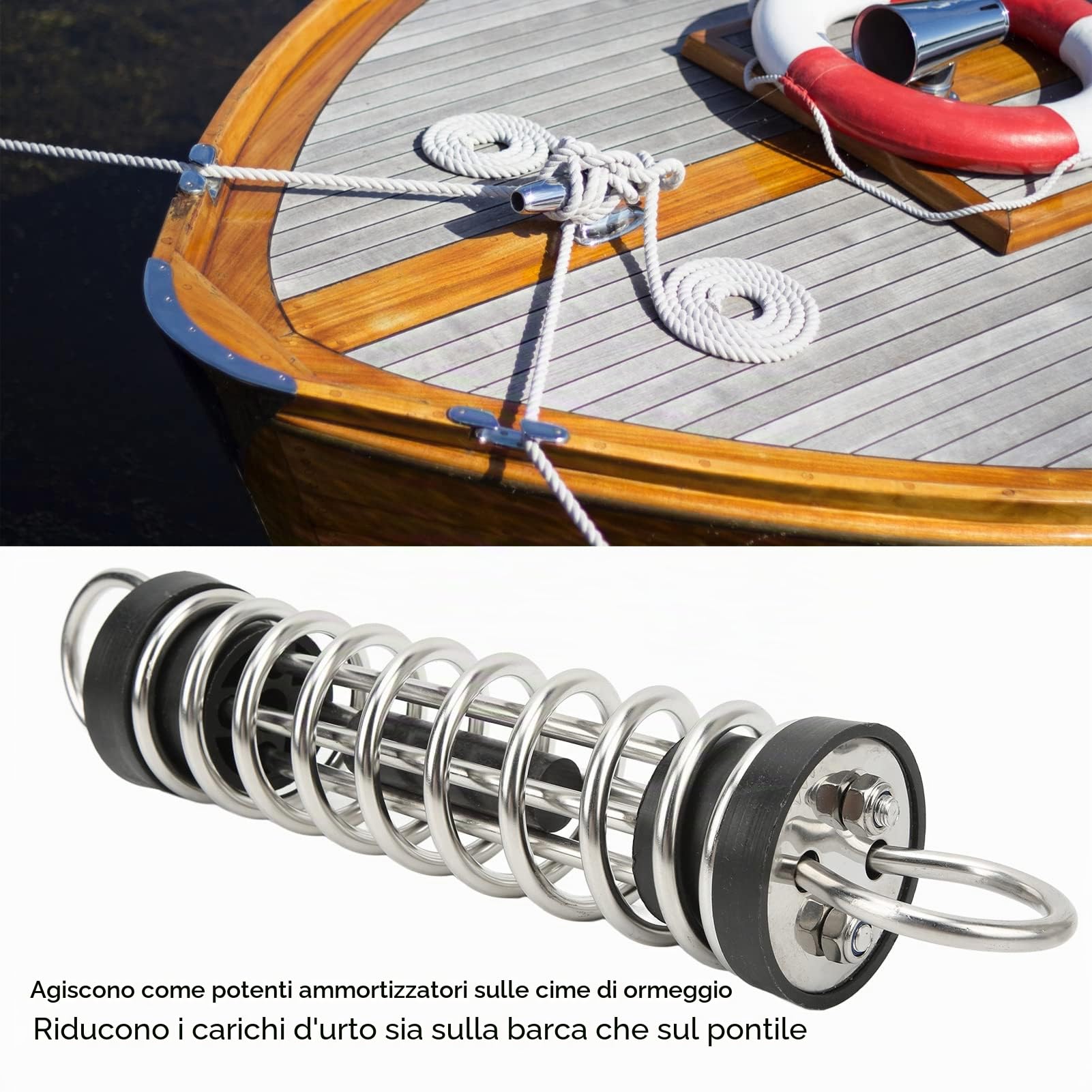 Molla per Ormeggio per Barche, Paracolpi in Acciaio Inox Molla per Ormeggio Yacht per Barca (11 mm)