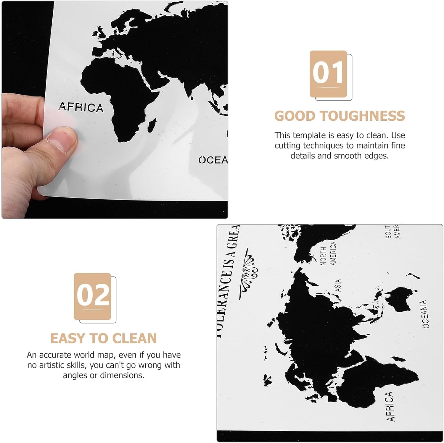 World Map Cake Decorating Stencil Template, Multifunctional Baking Sugar Sieve Mold for DIY Cake Decorating, Hand-Painted Style, Suitable for Festive Baking and Dessert Decoration