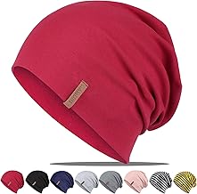 Slouch Beanie Hat, Soft Thin Cotton Hat, Lightweight Breathable Long Beanie, Jersey Chemo Hat, Elastic Running Hat for All Seasons