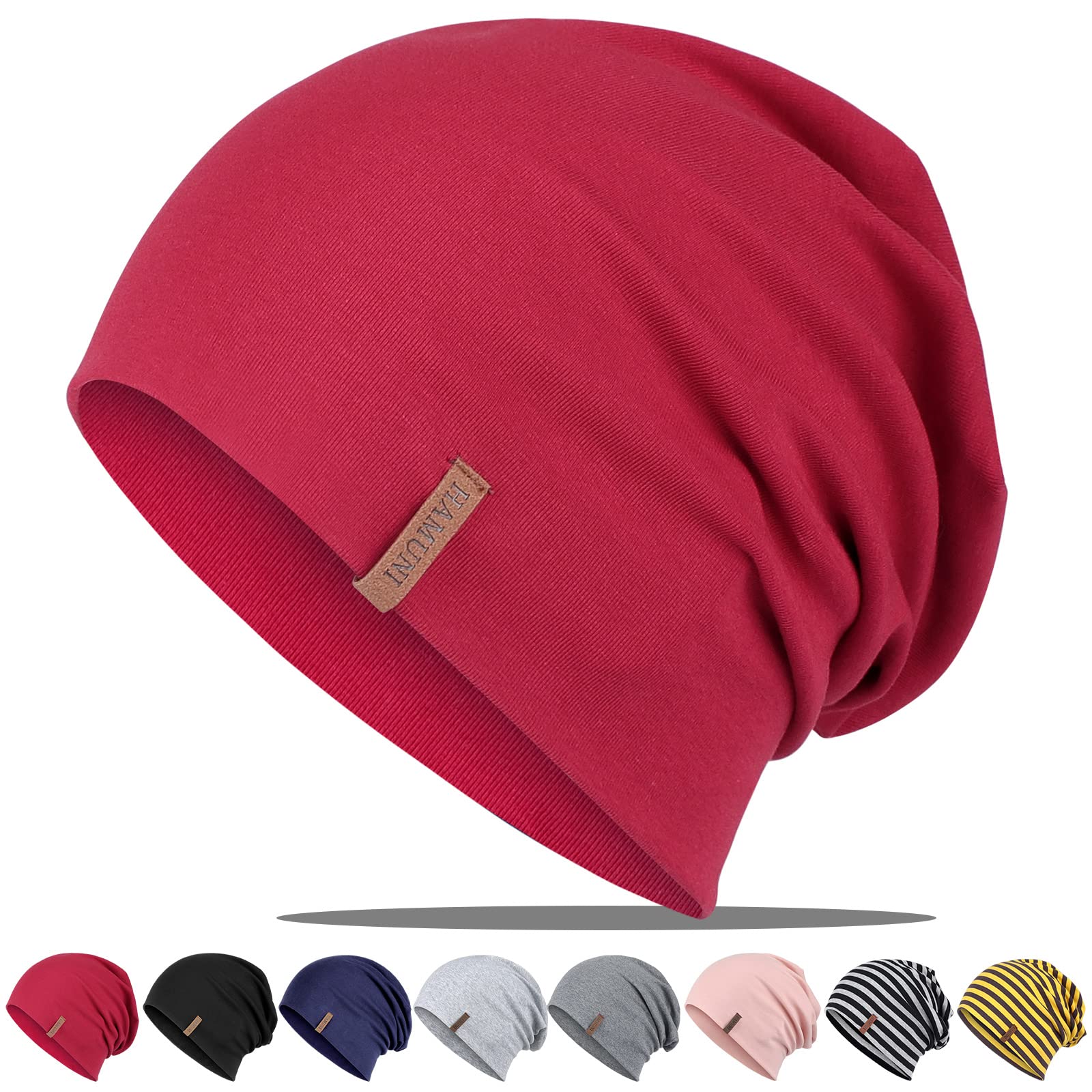 Mütze Damen Herren, Slouch Beanie Mütze, Weich Dünne Mütze aus Baumwolle, Leichte Atmungsaktiv Longbeanie, Jersey Chemo Mütze, Elastisch Laufmütze für Alle Jahreszeiten
