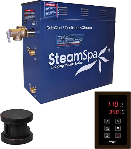 Miniatura 10 de STEAMSPA Generador de sauna de vapor de 12 kW, serie Sentry de 240 V, generador de vapor con pantalla táctil, cabezal de vapor, ducha de vapor