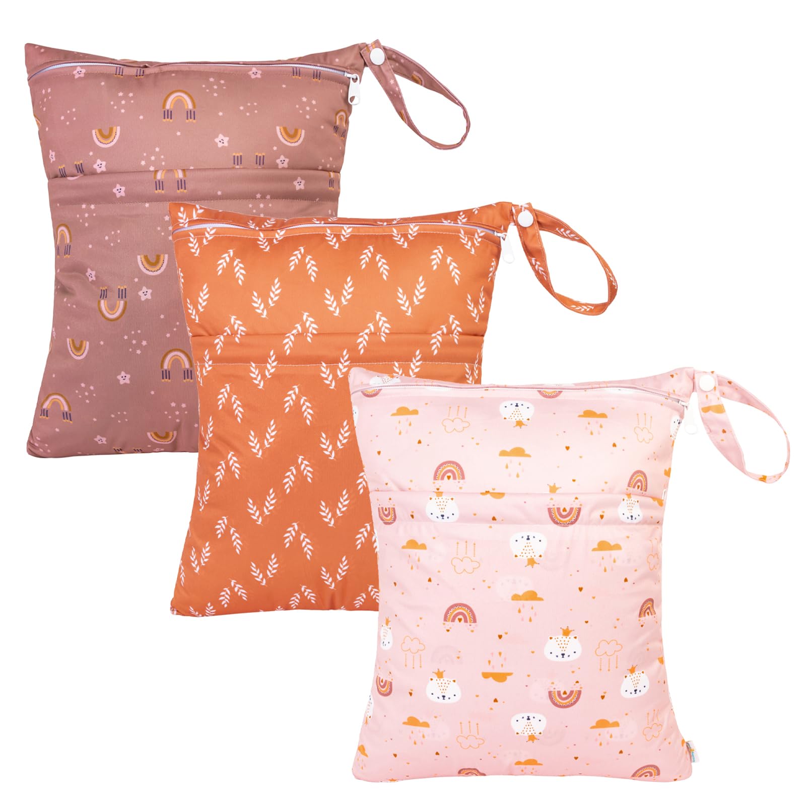 babygoal Baby-Stoffwindeltaschen, waschbare Reisetaschen, Strandtasche, Schwimmbad, Sporttasche für Badebekleidung und nasse Kleidung, mit zwei Reißverschlusstaschen, Stern- und Papierflugzeug, Medium