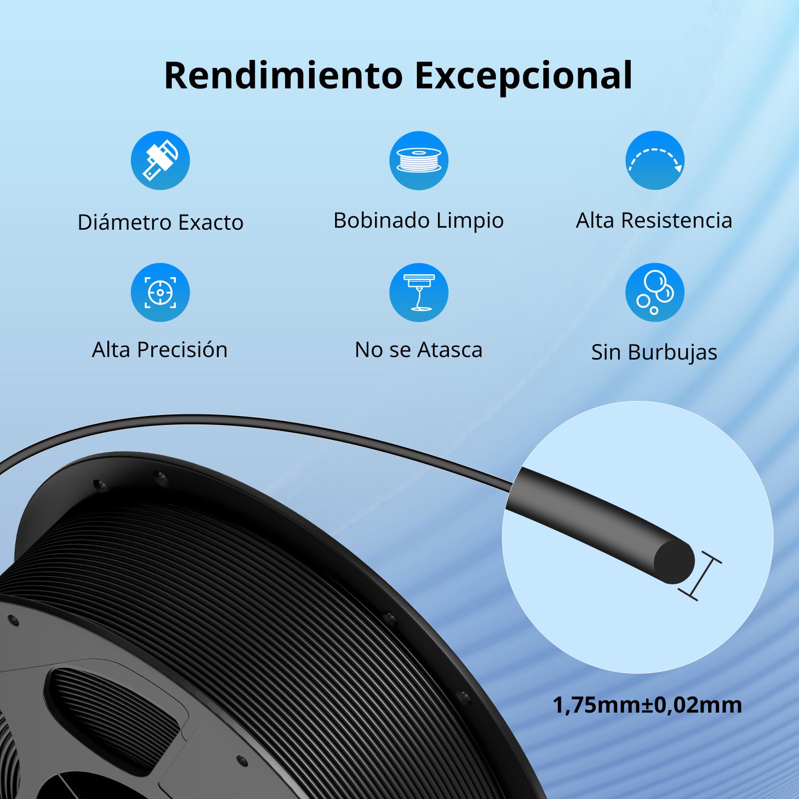 ANYCUBIC Filamento PLA 1,75mm, Filamento de Alta Velocidad para Impresoras 3D, RFID para Impresión Inteligente, Filamento PLA Rápido, Precisión Dimensional +/- 0,02mm, 4KG,Negro Perla