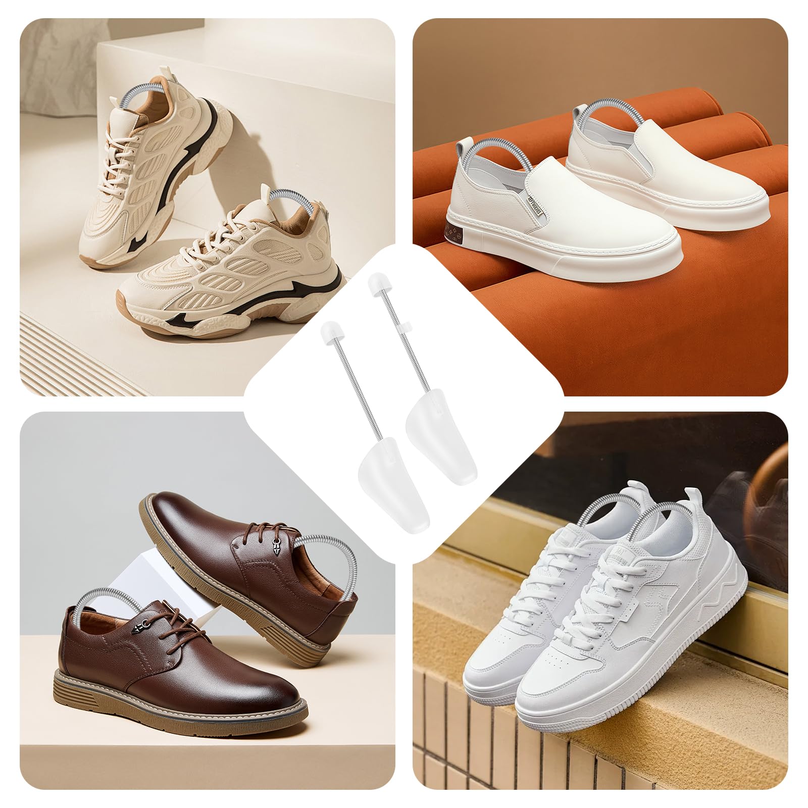 4 Pares Hormas para Zapatos Hombre, Ensanchador de Zapatos Ajustable de Resorte, Hormas Zapatos para Zapatos Casuales, Zapatos de Cuero, Talla 40-47