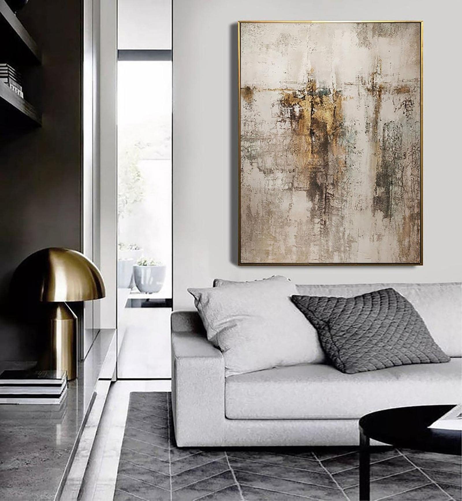 Tableau Abstrait Beige Et Noir | Selency