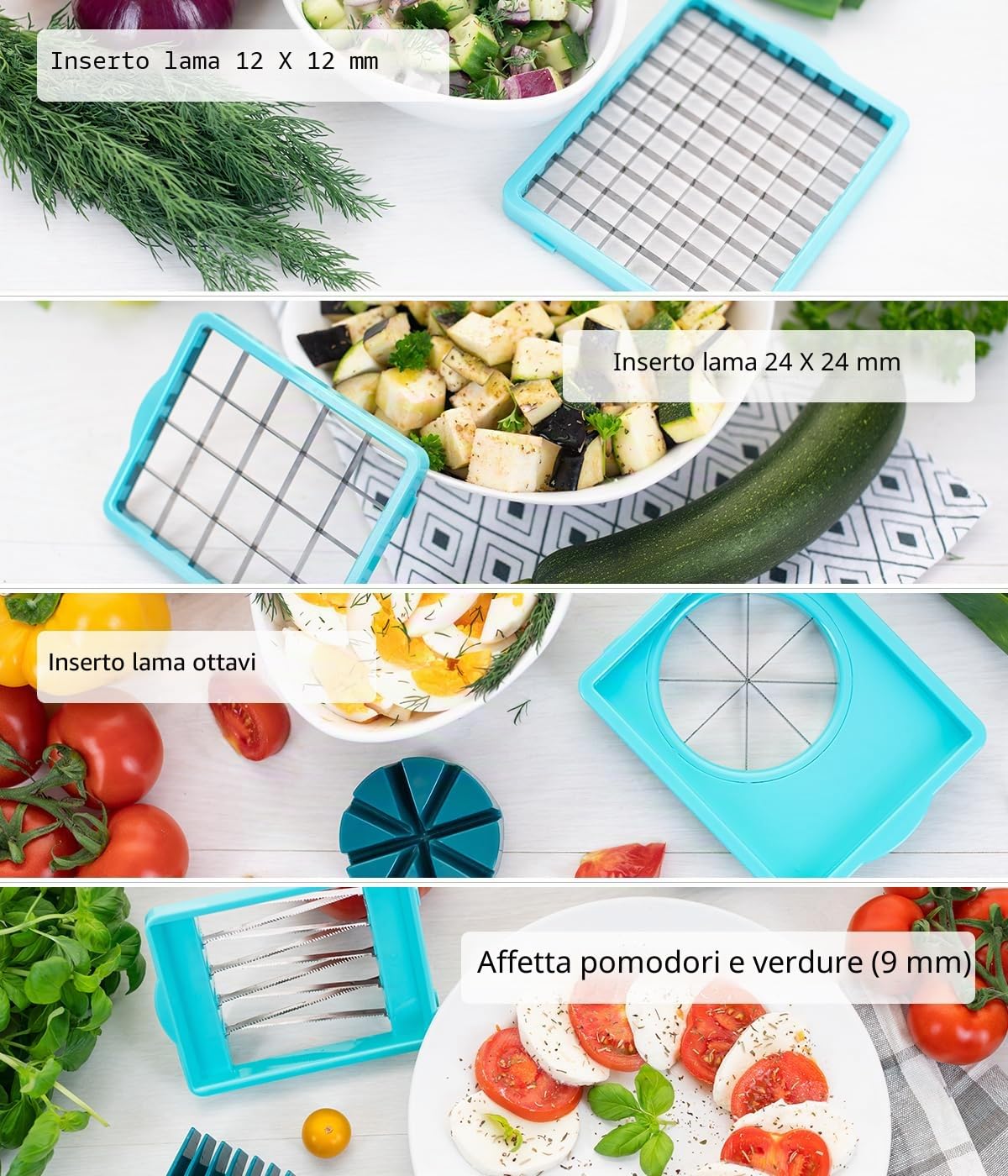 Genius Nicer Dicer Chef Professional Deluxe - Affettatrice manuale per verdure, 39 pezzi, con contenitore da 5,2 l e coperchio in vetro da 2,8 l