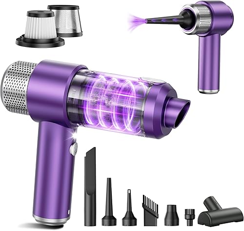 Miniatura 11 de EYYA Aspirador de mano inalámbrico para automóvil, 16000 PA, potente aspiradora de mano inalámbrica recargable, mini aspiradora portátil 4 en 1 y