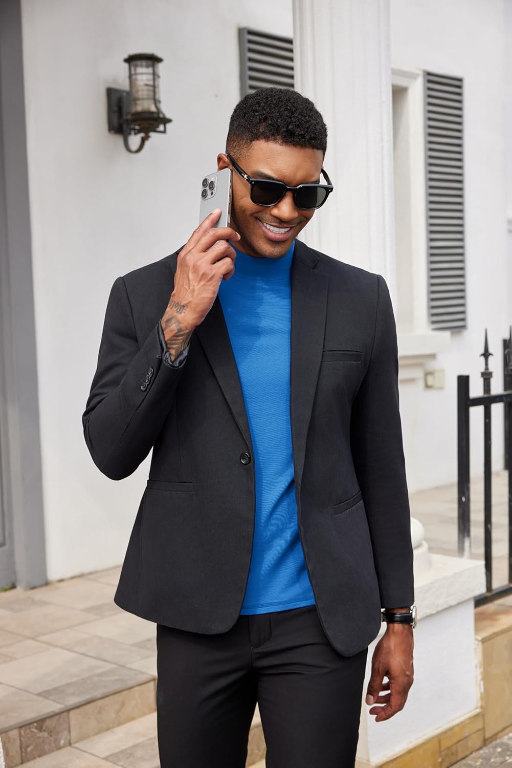 COOFANDY Mens Mock Turtleneck Shirts Casual Premium Cotton Short Sleeve Shirt Basic Half Neck T-Shirts - Image 6