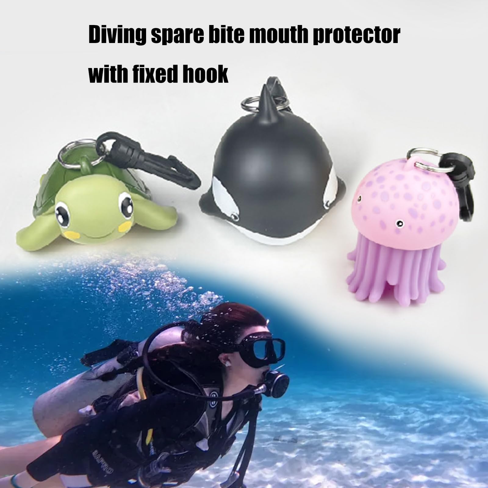 Oxxggkao Animal Shape Scubas Rubber Covers Second Stage Regulator Holder Dives Regulator Covers with Clip Enduring