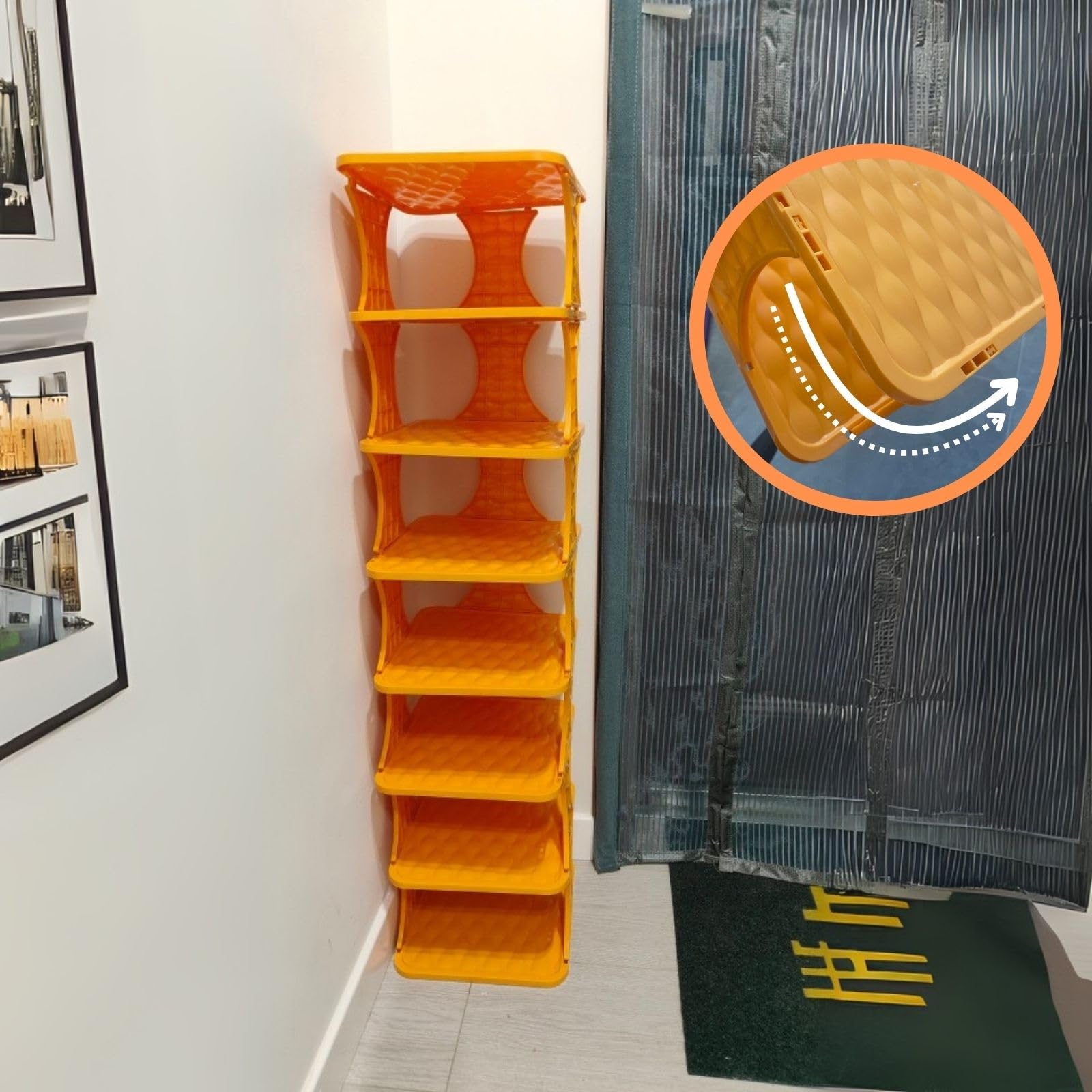 Scarpiera verticale stretta a 5 strati, impilabile, in plastica, per armadio, salvaspazio, per ingresso Zapatera, arancione, 2-9 livelli