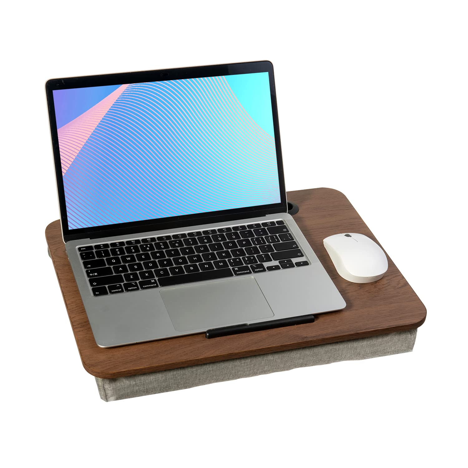 YUELAKE Lap Desk, Portable Laptop Desk Fits Up to 16“ Laptops, with Tablet Slot, Built-in Cushion, Great for Home & Office,Lap Desk for Laptop,Lap Desk with Cushion (Brown, Medium)