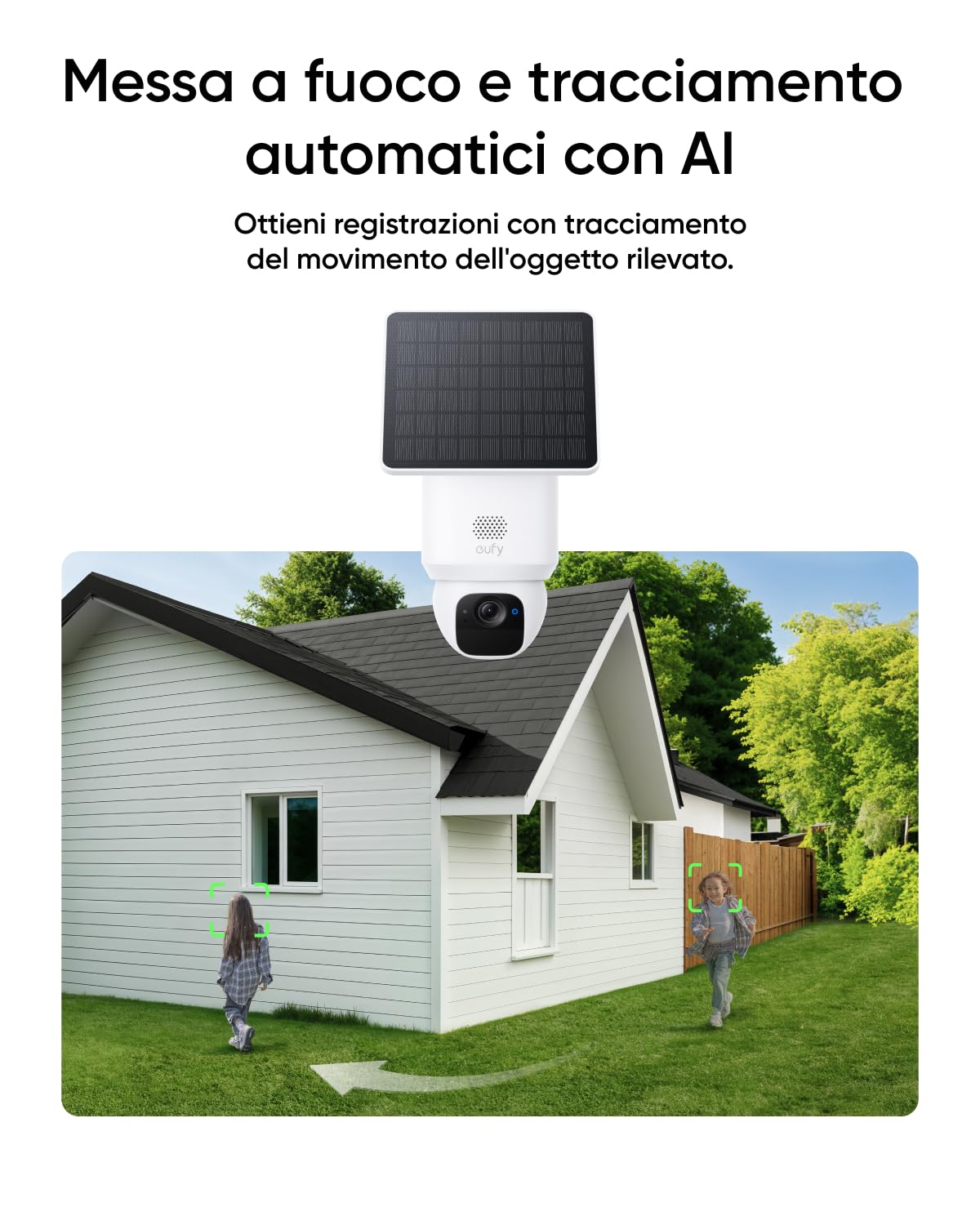 eufy Security SoloCam E30 telecamera wi-fi esterno senza fili, Alimentazione Solare, Panoramica a 360°, Tracciamento AI, Nitidezza 2K, Compatibile con HomeBase S380, Nessun Costo Mensile