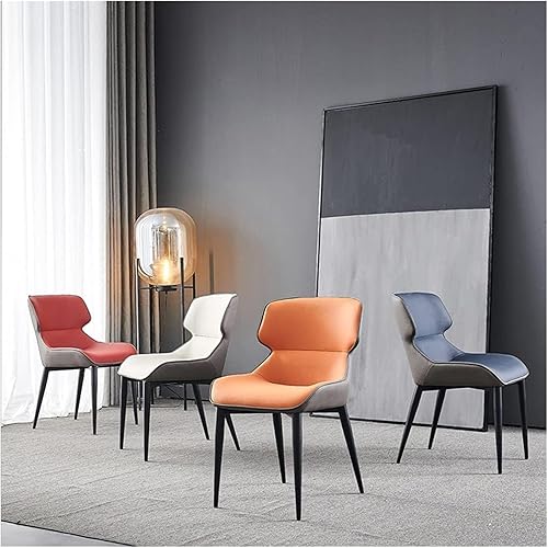 Miniatura 8 de Silla de oficina, silla de piel sintética con respaldo alto acolchado, asiento suave, sillas de comedor con sillas negras, patas para comedor y sala