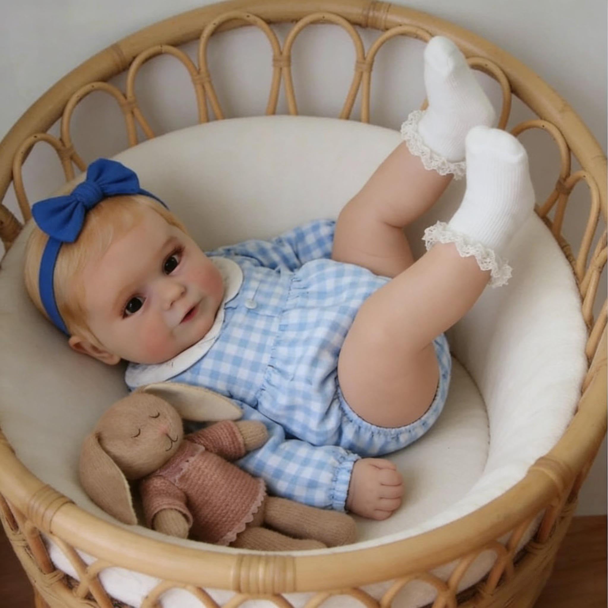 RXDOLL 50CM Reborn Baby Mädchen Vollvinyl, Reborn Baby Vollsilikon Lebensecht, Lebensechte Babypuppen, Puppe Wie Echtes Babys, Reborn Puppen Lebensecht Mit Zubehör