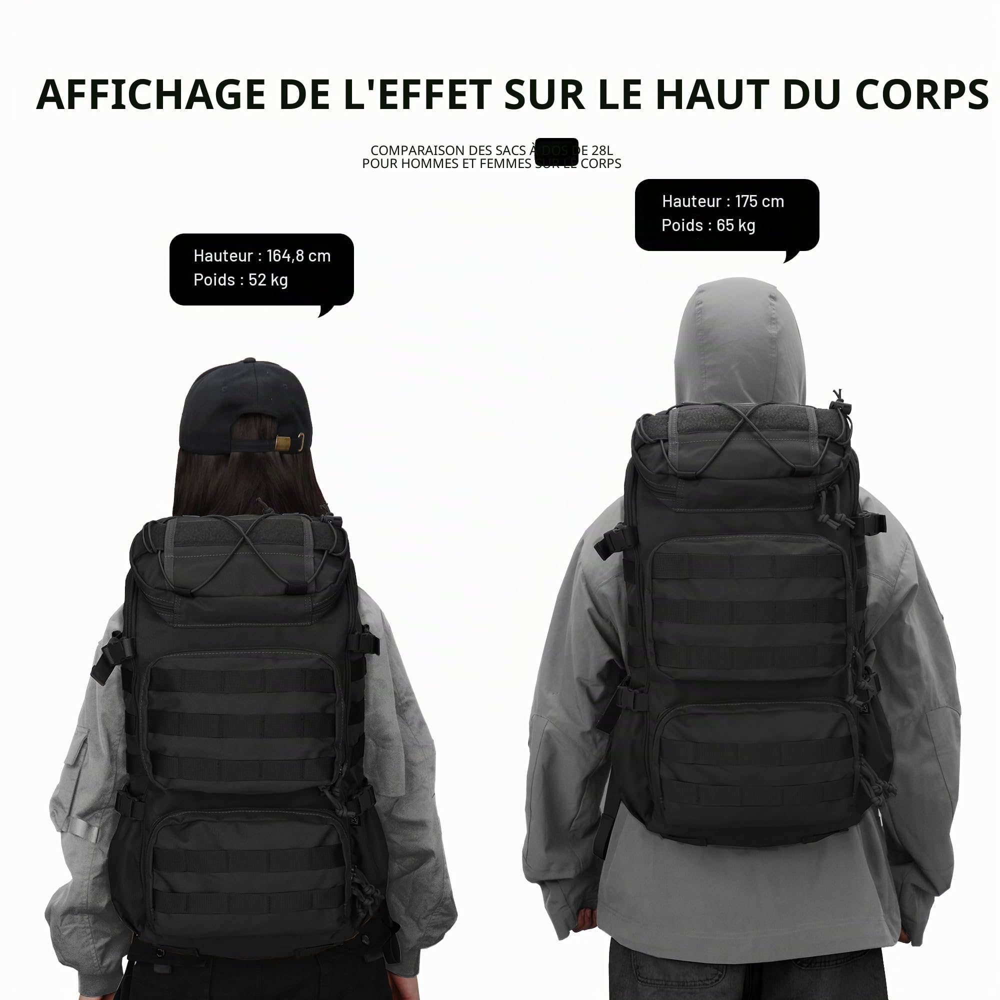 Mardingtop 28L Sac à dos de Randonnée en Plein air Sac à dos Style Tactique Militaire Multifonctionnelle Adulte Sac à dos de Voyage Système MOLLEY Rucksack