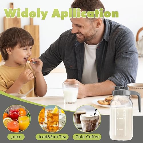 Miniatura 5 de Mason Jar - Tapa con boquilla para verter en forma de V, jarra con tapa, 1 galón, doble a prueba de fugas, jarra de leche materna de 64 onzas para