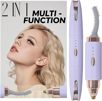 2025 Upgraded Heated Eyelash Curler - 2-in-1 USB Rechargeable Electric Eyelash Curler & Eyebrow Trimmer, Fast Heating in 6s, Anti-Burn Design, 24H Long-Lasting Effect, Gift for Women Purple