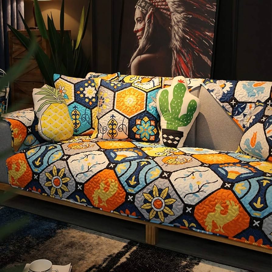 手編み　マルチカバー　ソファカバー　ベッドカバー　レトロポップ　こたつカバー 手編み マルチカバー ベッドカバー ソファカバー レトロポップ