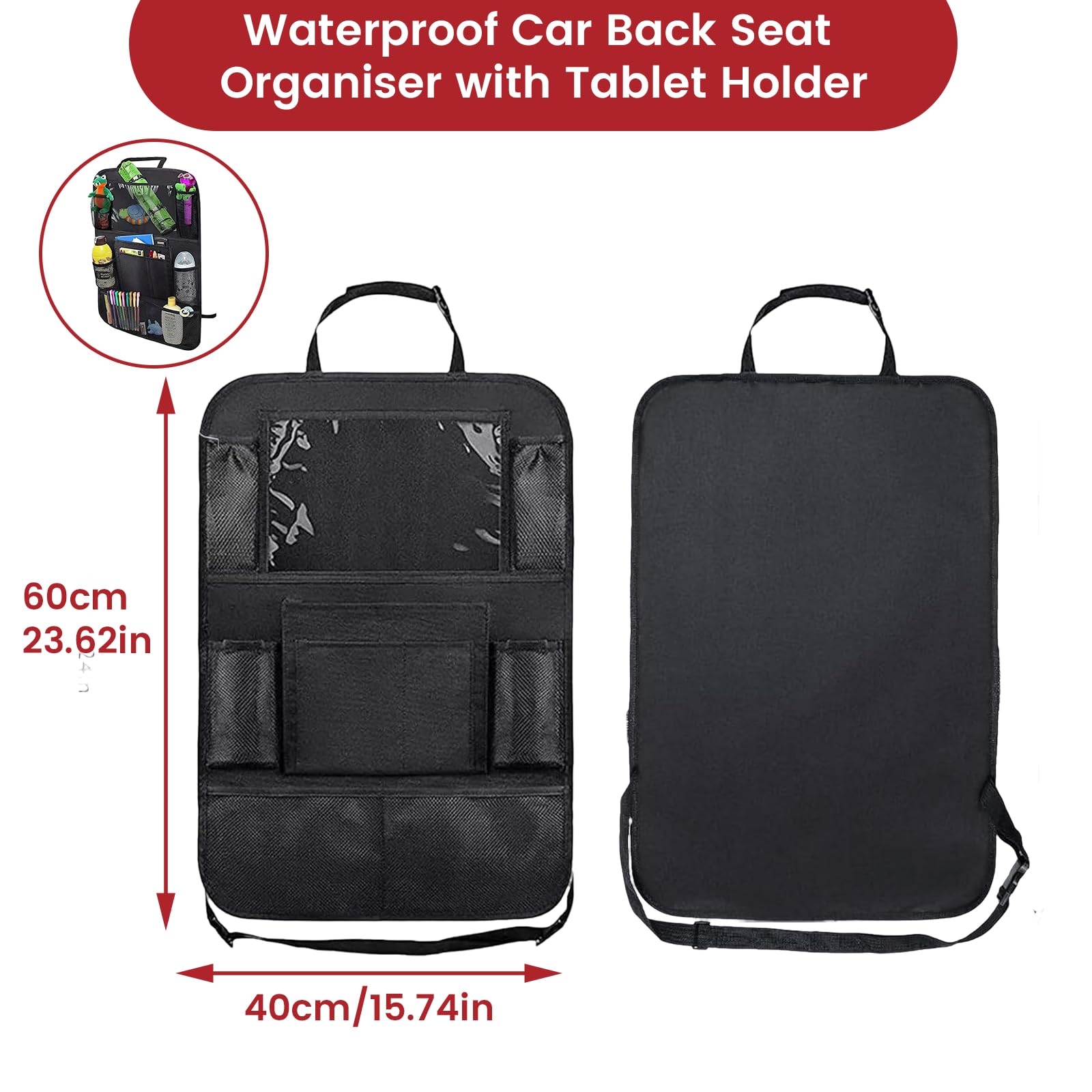 YHTCC Waterproof Car Back Seat Organiser with Tablet Holder - Image 2