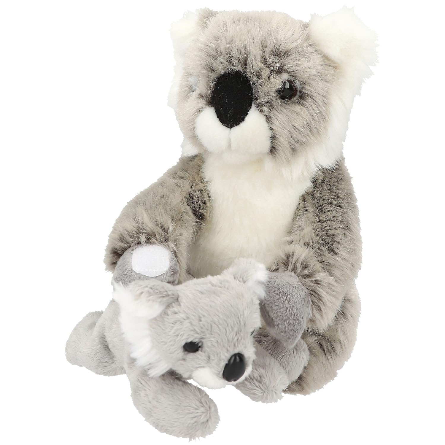 Depesche 12799 TOPModel Wild - Plüschtier Koala Mama und Baby, mit weichem Fell in Grau und Klettverschluss an den Händen des großen Kuscheltiers