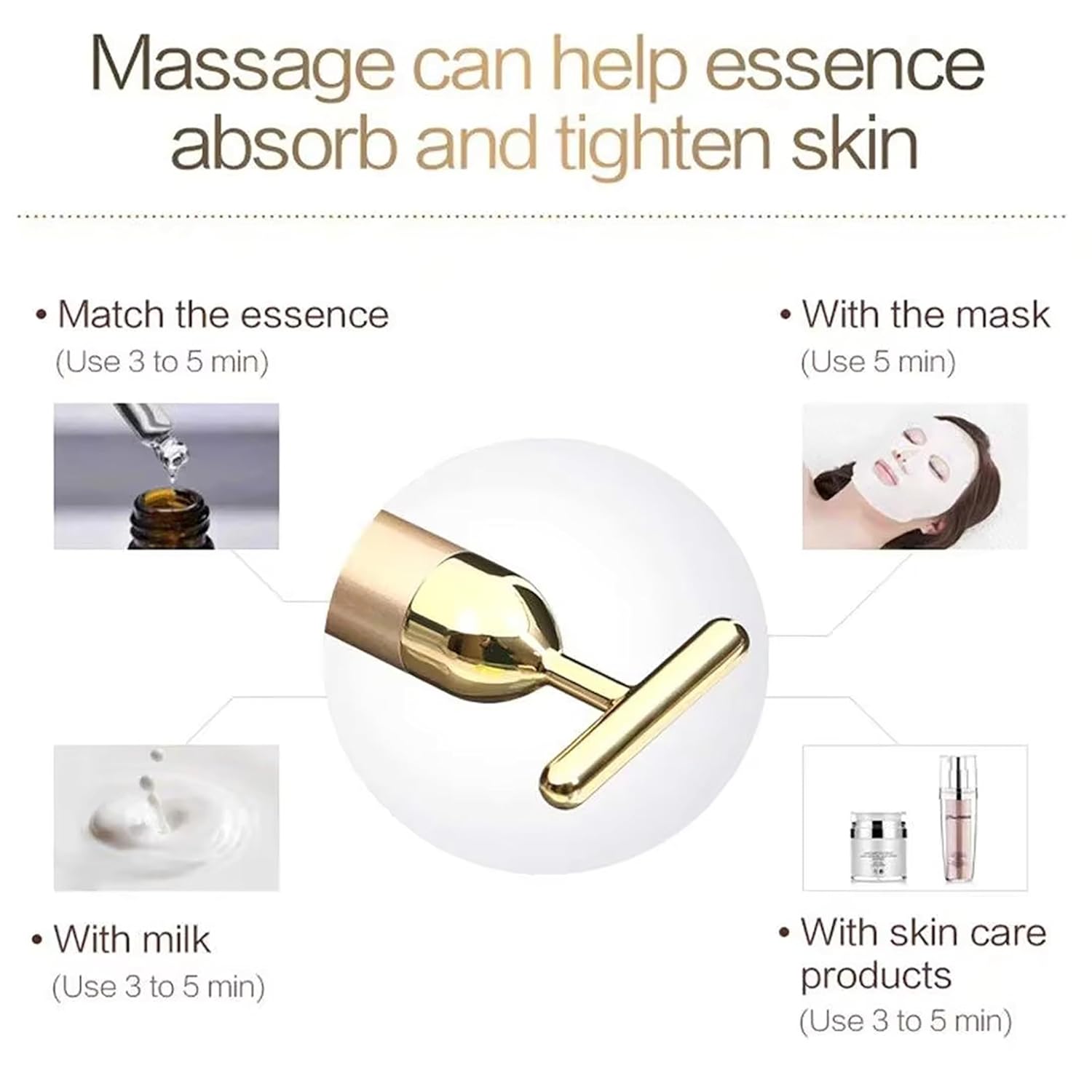 GLUN® Skincare Gold Sculpting Beauty Rod, Electric Face Vibrator Massager Tool for Face Lifting & Face Toning, Anti Wrinkles Skin Tightening Massager for Forehead Cheek, Arm, Leg & Neck