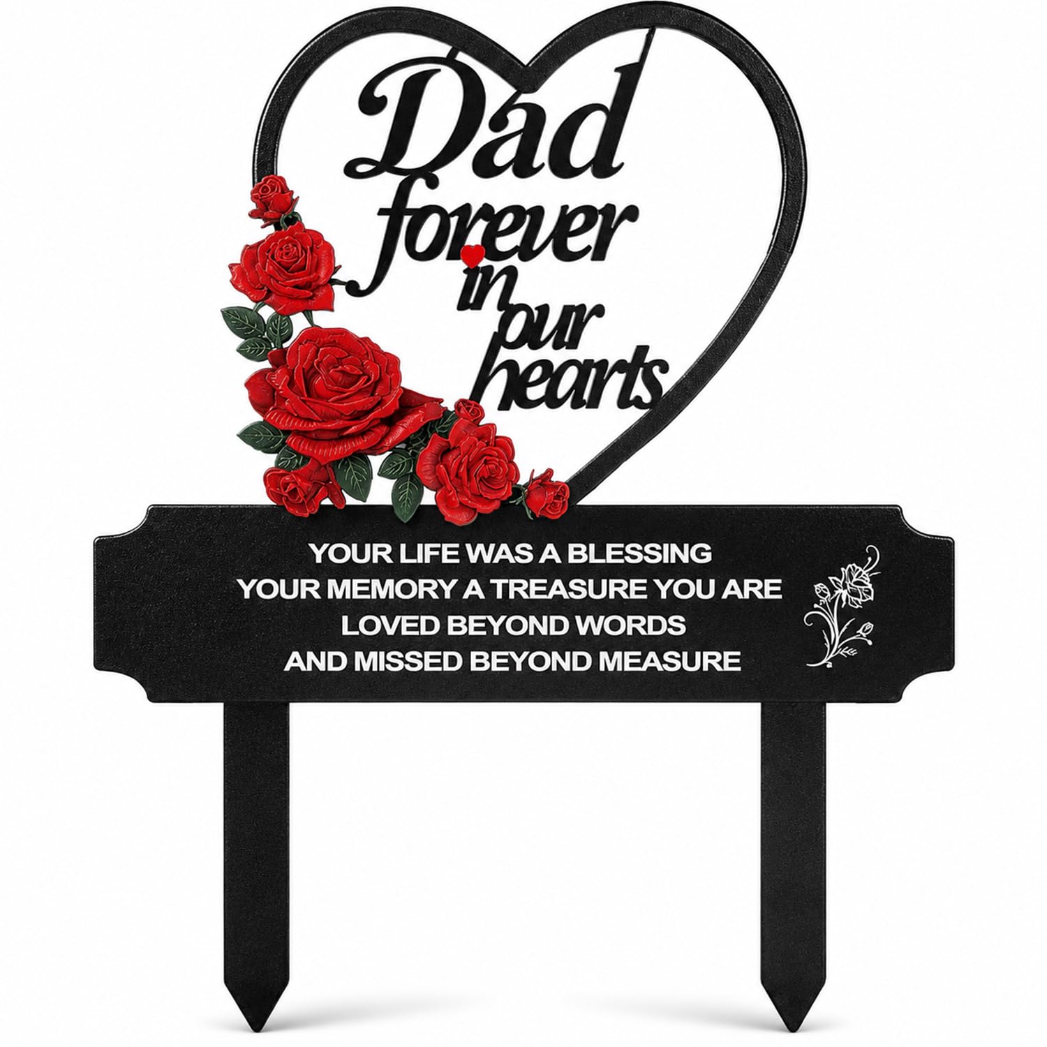 Grave Ornaments, Metal DAD Memorial Plaques, for Cemetery Gravesite Sympathy Markers, Waterproof Mothering Sunday Memorial Gifts for Loss of Mother Tombstones Plaque Outdoors