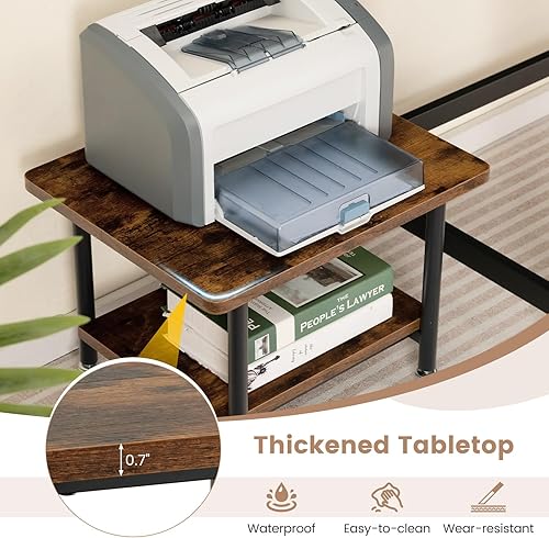 Miniatura 6 de Tangkula Soporte de impresora de 2 niveles, carrito de impresora rodante debajo del escritorio con 2 estantes de almacenamiento, soporte de máquina