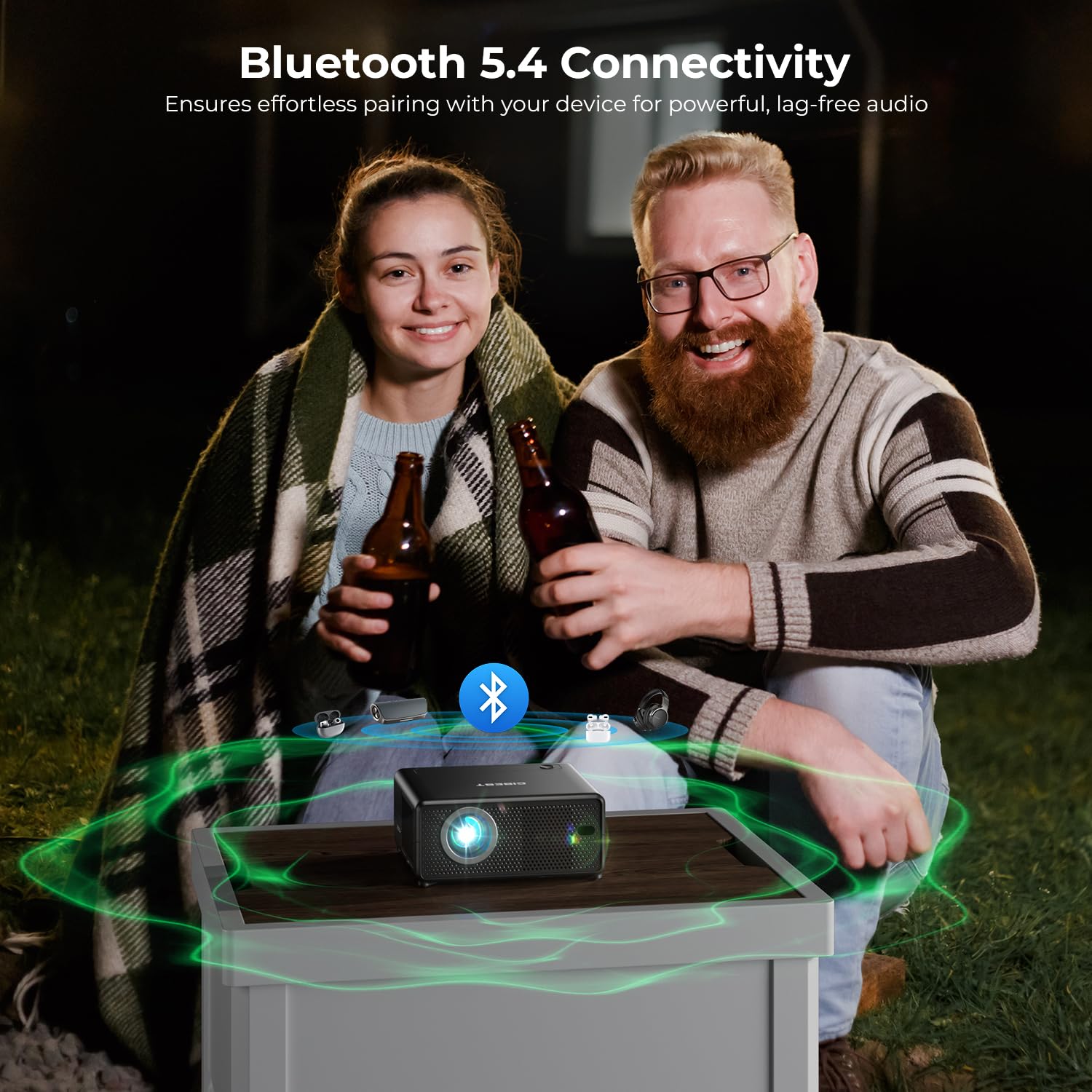 CiBest Mini Projector with WiFi and Bluetooth, Compatible with Netflix/YouTube/PrimeVideo, Electric Focus & Keystone, Short Throw Full HD 1080P Video Projector, Portable Outdoor/Indoor Use — view 6