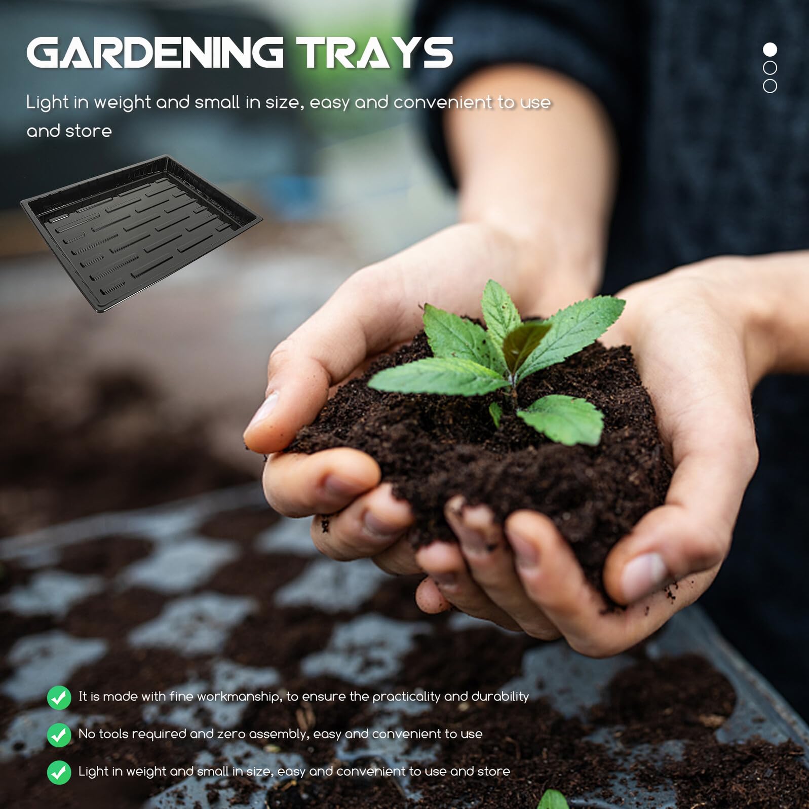 Sewroro Lot De 5 Plateaux De Germination en Plastique sans Trous 13.78X10.83X1.38In Supports De Semis pour Jardinage en Serre Balcon Culture Hydroponique