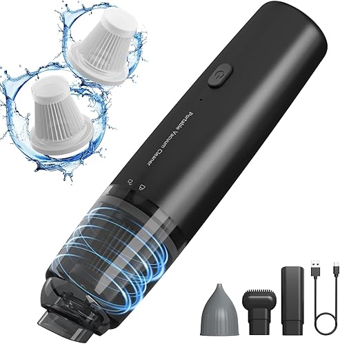 Miniatura 9 de Aspiradora de mano inalámbrica, aspiradora portátil con filtro HEPA, 2 modos de succión, mini aspiradora de mano recargable para automóvil, hogar,