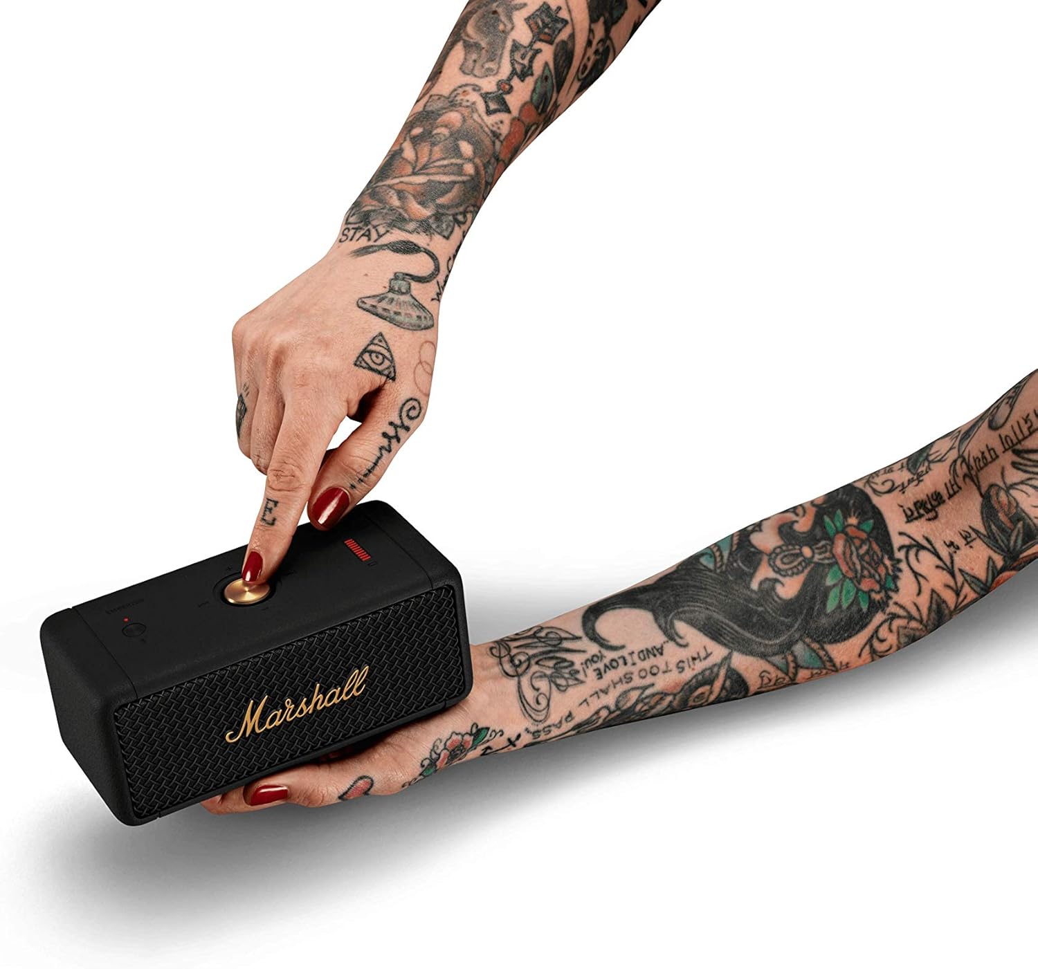 marshall emberton bluetooth portable speaker black brass