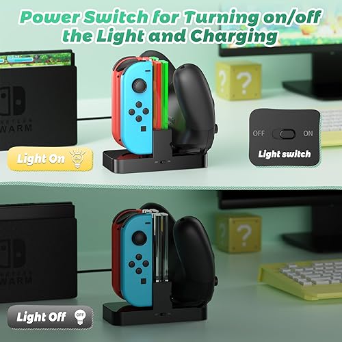 Vista 3 de FastSnail - Cargador de control para Nintendo Switch Negro