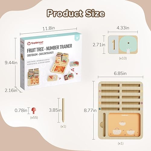 Miniatura 7 de TOP BRIGHT Juguete Montessori para niños pequeños, tablero de clavijas y juego de seguimiento de números, materiales de manipulación matemática de